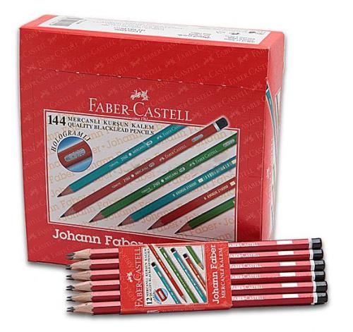 FABER CASTELL KÖŞELİ MERCANLI KURŞUN KALEM 12 Lİ