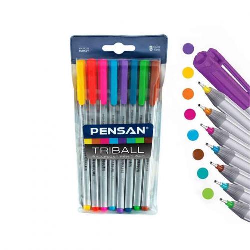 PENSAN RENKLİ TÜKENMEZ KALEM TRIBALL  1,0 8 Renk