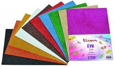 TİCON 20x30cm. A4 2mm.SİMLİ EVA  10 Renk Karışık